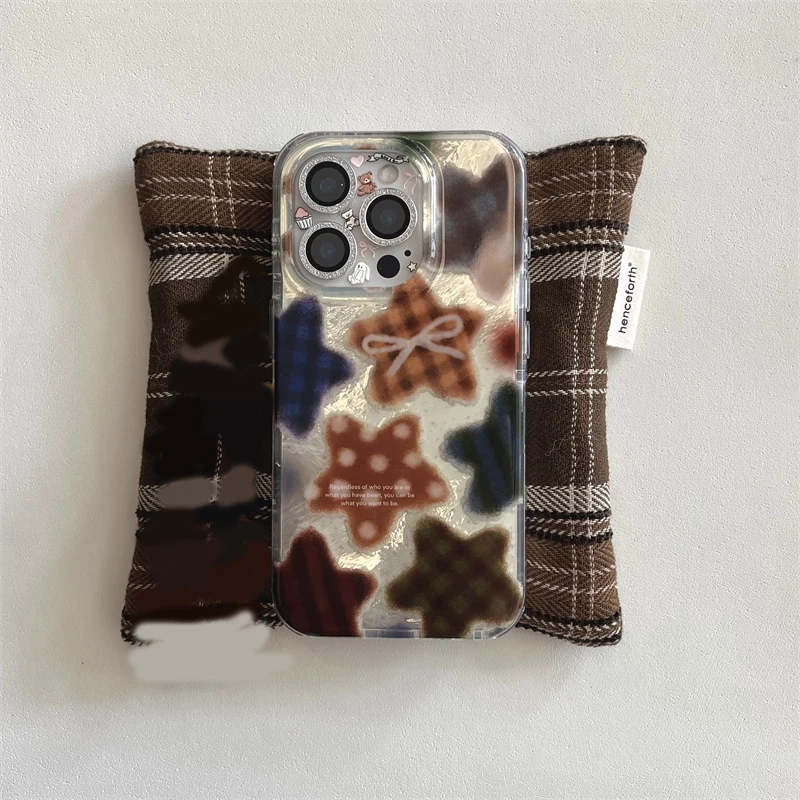 Phone Cases Korean - Korean Winter Cute Brown Checkered Patten