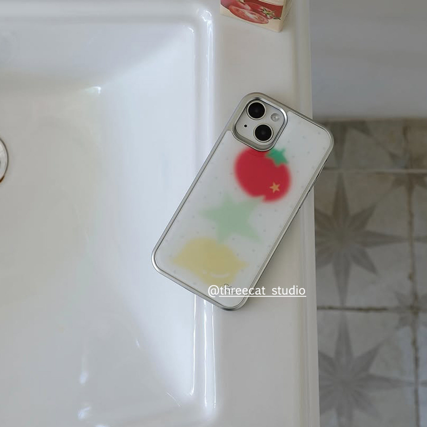 Phone Cases Korean - Korean Halation Tomato Lemon Star Electroplated