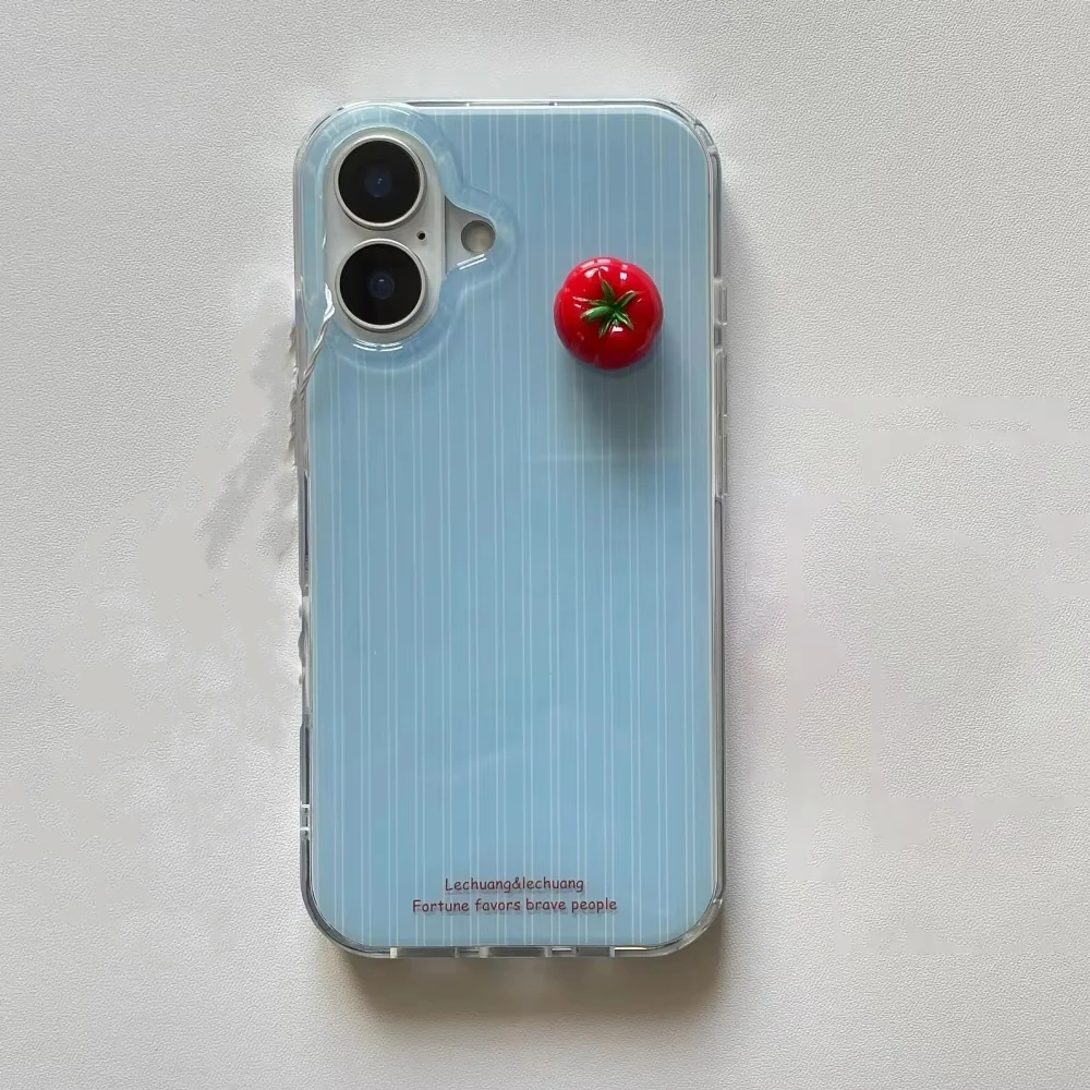 Phone Cases Quirky - Cute Blue Stripe Funny Stereoscopic Tomato