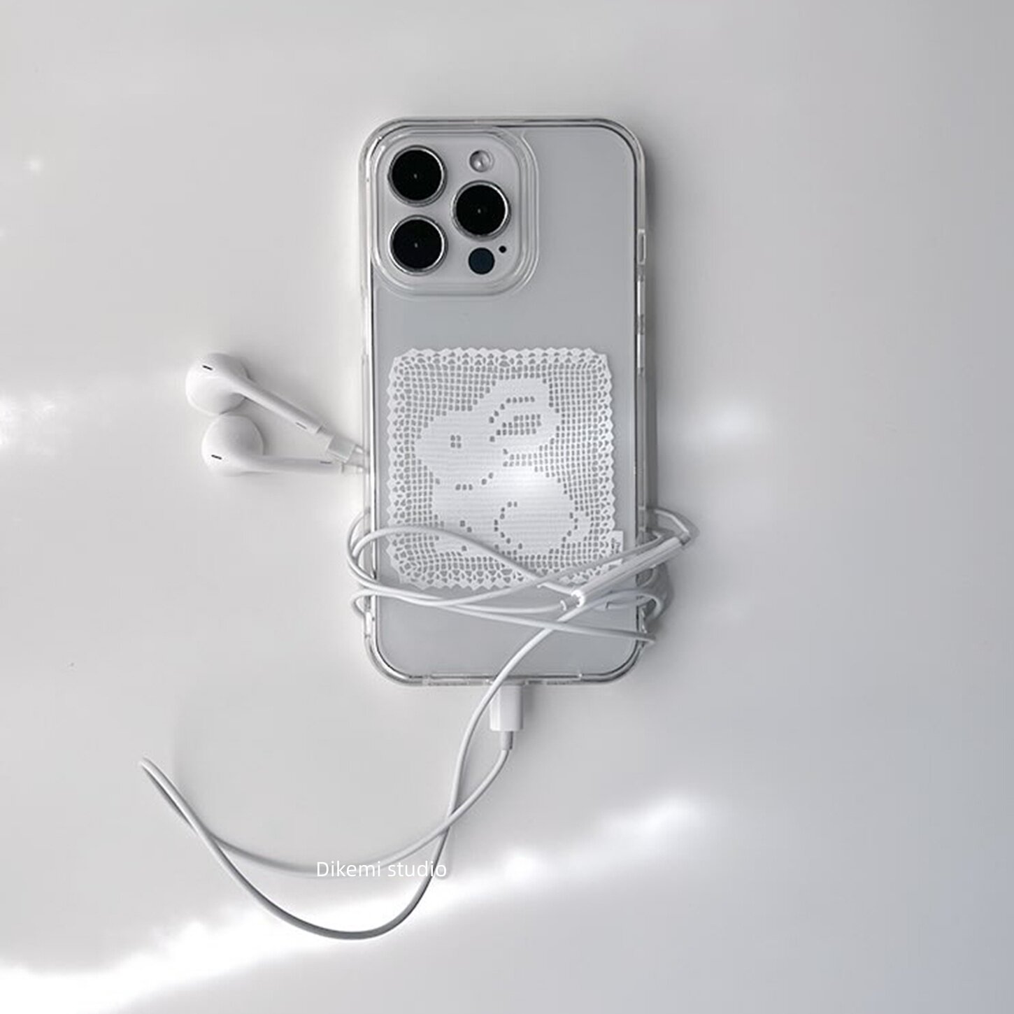 Phone Cases Korean - Korean Ins White Lace Pattern Rabbit