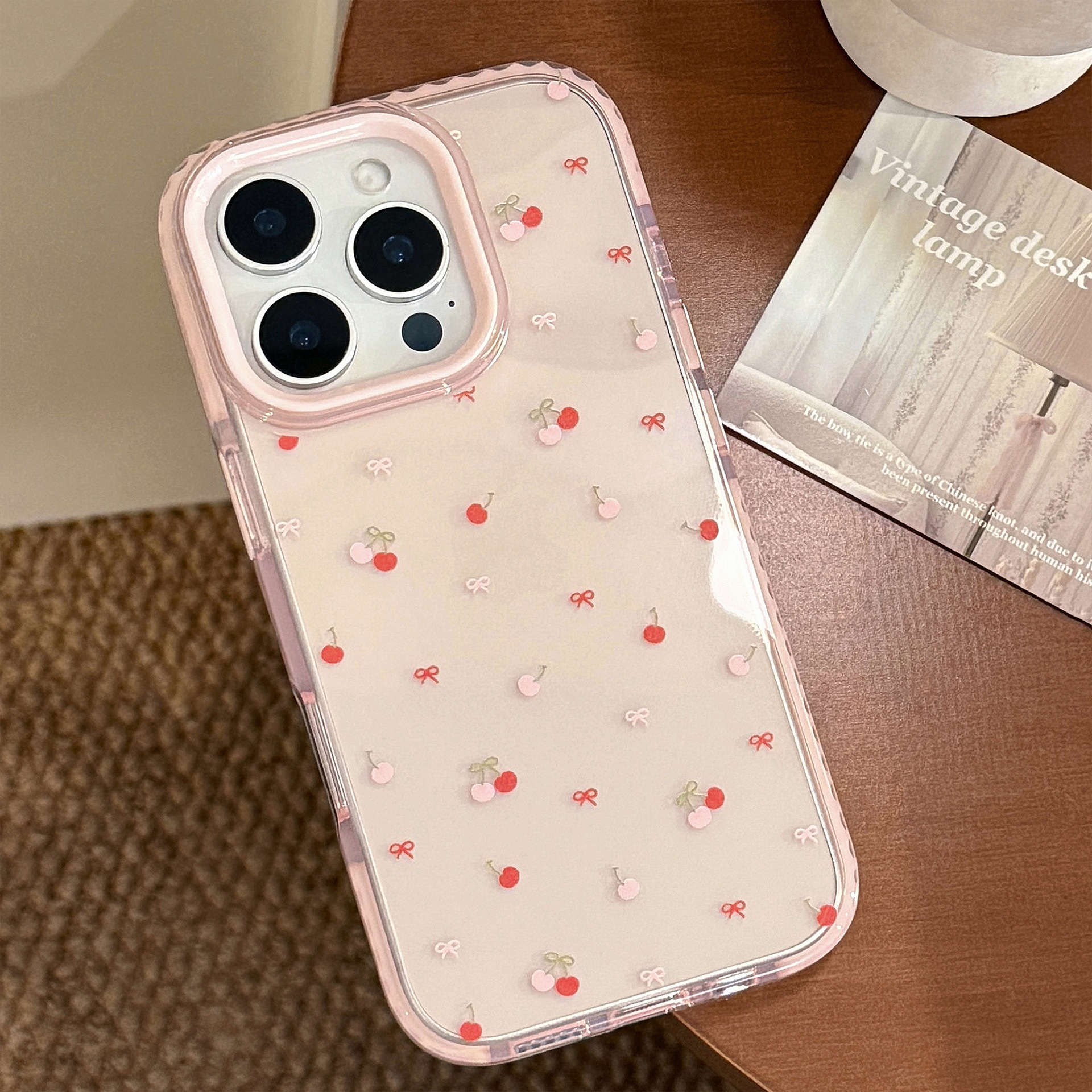 Phone Cases Korean - Korean Full Screen Cherry Bowknot Phone