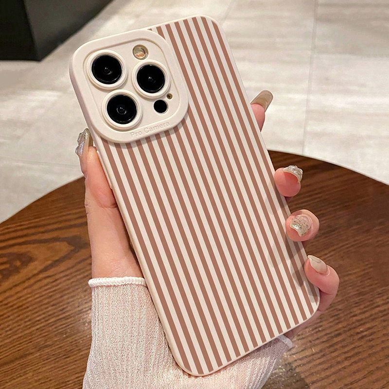 Phone Cases Iphone - Pink Striped Painted Anti-Drop Phone Case