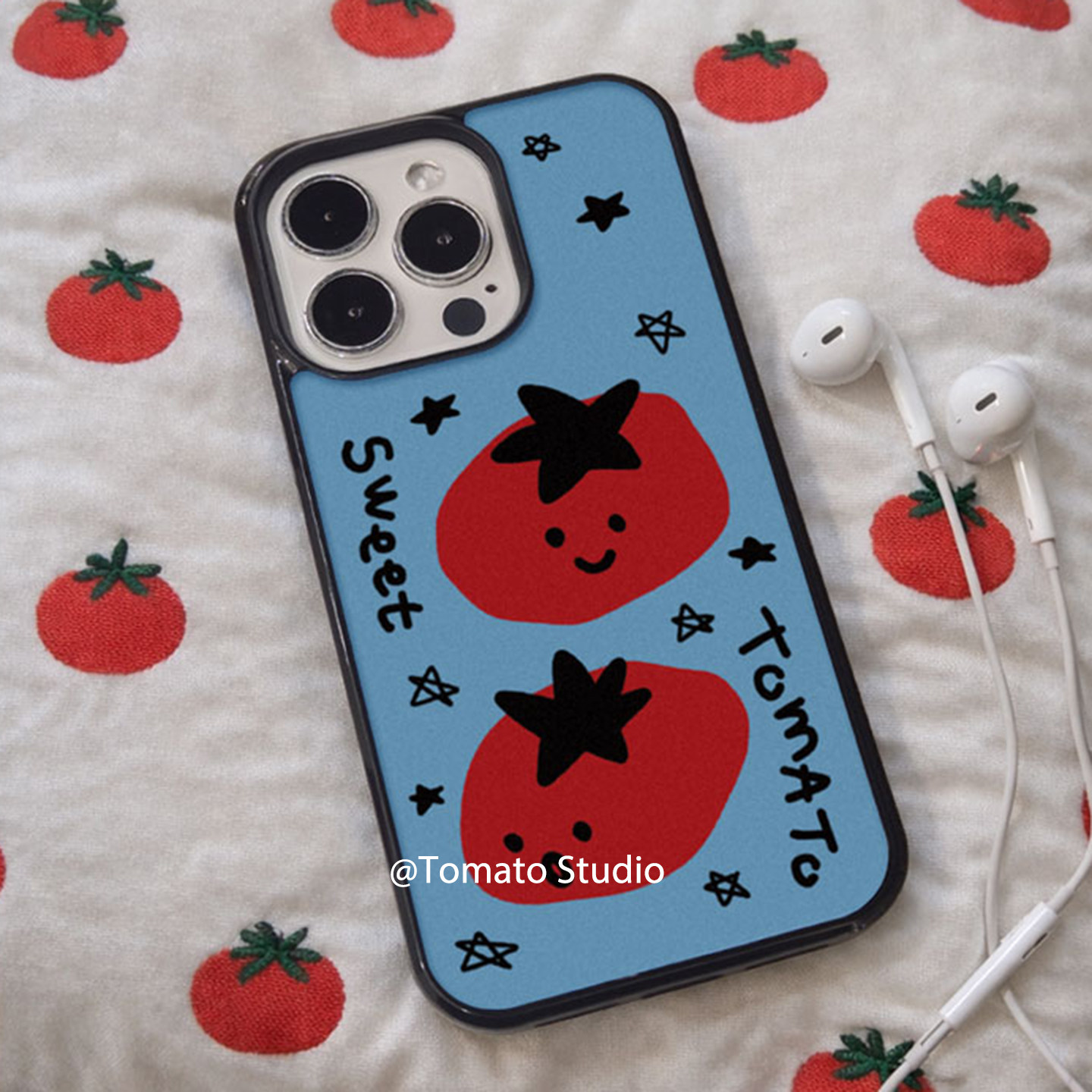 Phone Cases Korean - Korean Ins Lovely Graffiti Tomatoes Phone