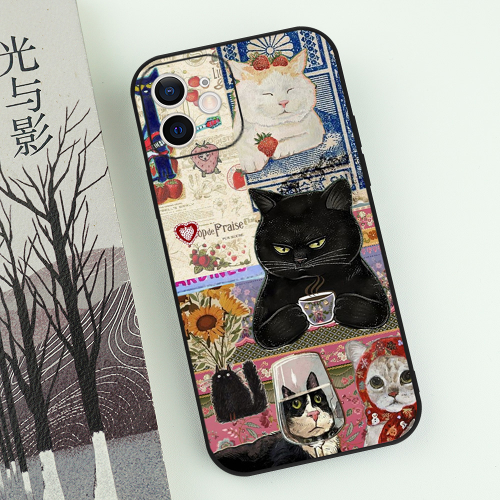 Funny Cartoon Black Cat Phone  - مراجعة Phone Cases Quirky وسعره