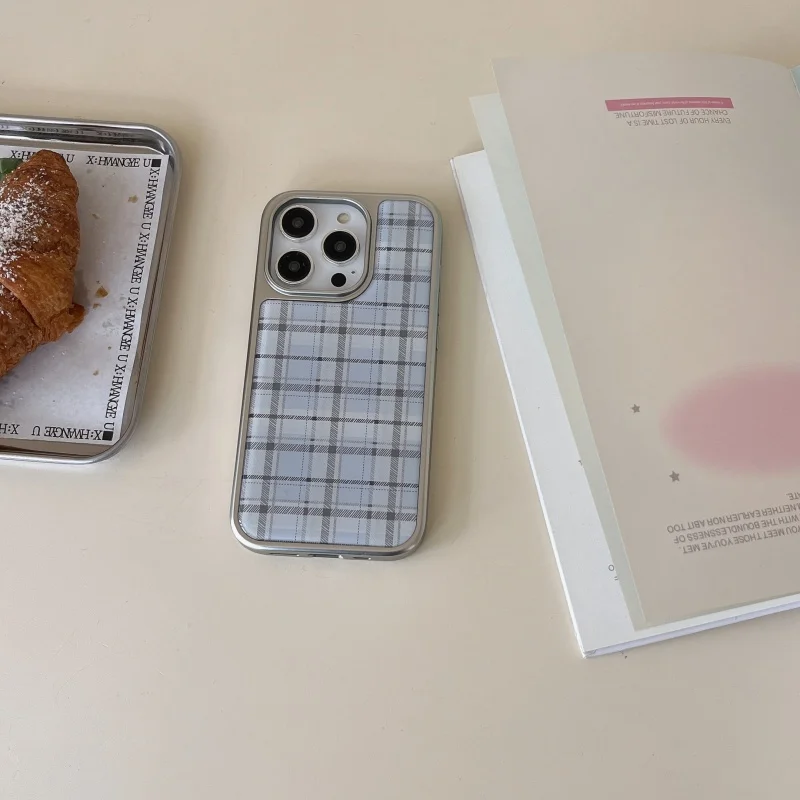 Korean Ins Epoxy Blue Plaid Pa - مراجعة Phone Cases Korean وسعره
