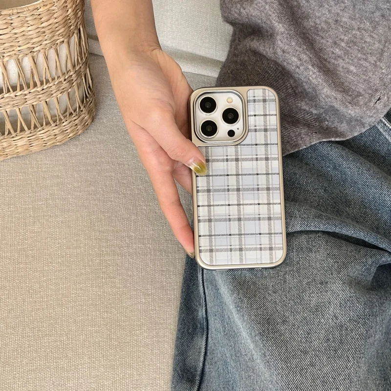 Korean Ins Epoxy Blue Plaid Pa - مراجعة Phone Cases Korean وسعره