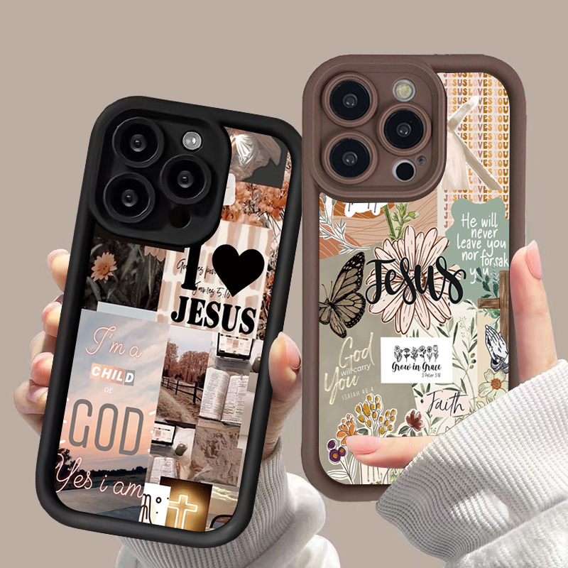 Jesus Collage Pattern Thick Sh - مراجعة Phone Cases Arc وسعره